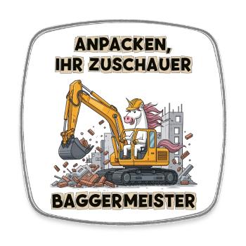 Einhorn Baggermeister - Viereckiger Kühlschrankmagnet - Weiß - Vorne
