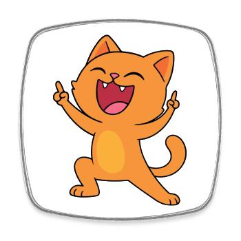 Bonne humeur chat - Magnet carré - blanc - Devant