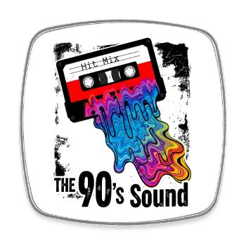 The 90s Sound - Retro Kassette Farbenfroh - Viereckiger Kühlschrankmagnet - Weiß - Vorne