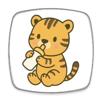 Bottle Baby Tiger - Baby Tiger with Bottle - Square fridge magnet - white - Front