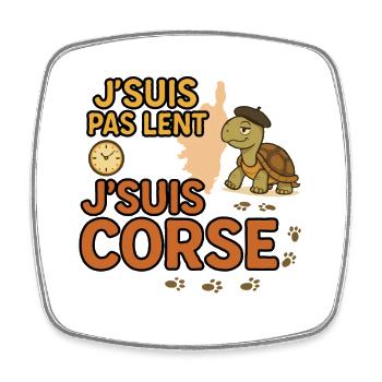 J'suis pas lent j'suis corse - Magnet carré - blanc - Devant