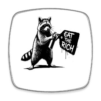 Waschbär Sprayer - EAT THE RICH - Viereckiger Kühlschrankmagnet - Weiß - Vorne