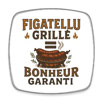 Figatellu Grill = Bonheur Garanti - Magnet carré - blanc - Devant
