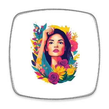 Woman Head Flowers International Women's Day Creative Abstract - Square fridge magnet - white - Front