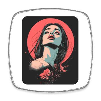 Woman Head Flowers International Women's Day Creative Abstract - Square fridge magnet - white - Front