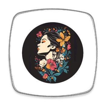 Woman Head Flowers International Women's Day Creative Abstract - Square fridge magnet - white - Front