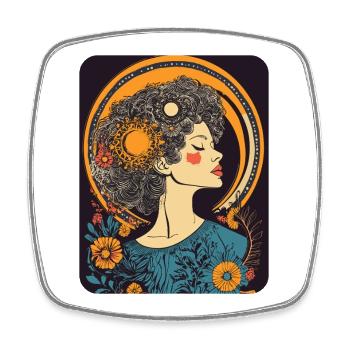 Woman Head Flowers International Women's Day Creative Abstract - Square fridge magnet - white - Front