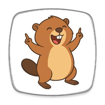 Happy beaver fun - Square fridge magnet - white - Front