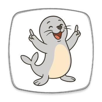 Cheerful seal - Square fridge magnet - white - Front