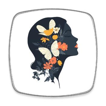 Woman Head Flowers International Women's Day Creative Abstract - Square fridge magnet - white - Front