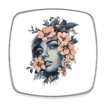 Woman Head Flowers International Women's Day Creative Abstract - Square fridge magnet - white - Front