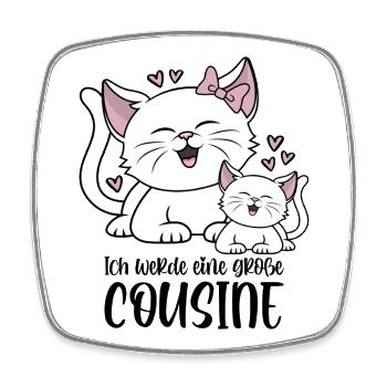 Ich werde eine große Cousine - Katzen Baby Katze - Viereckiger Kühlschrankmagnet - Weiß - Vorne