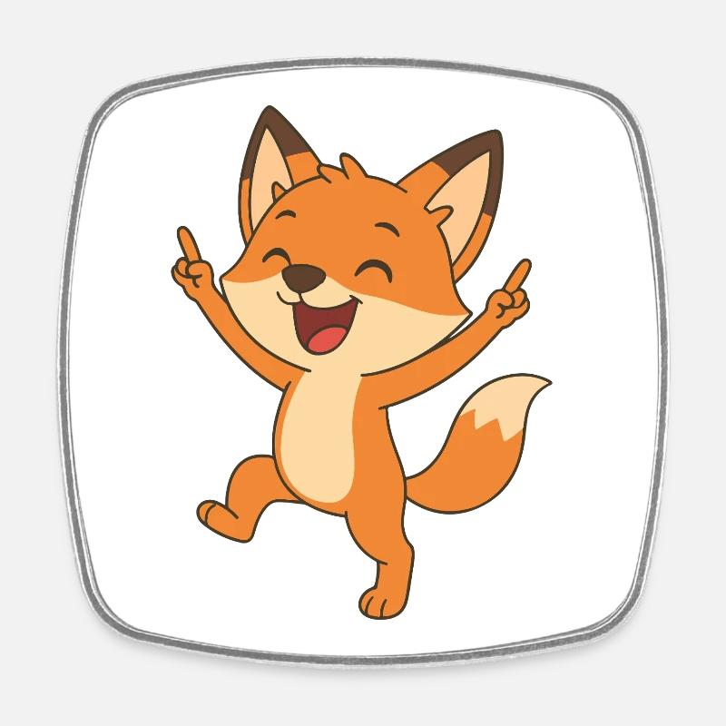 Fröhlicher Fuchs - Viereckiger Kühlschrankmagnet - Weiß