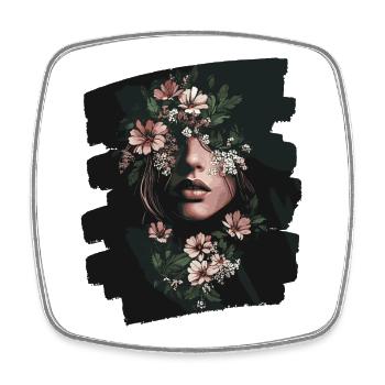 Woman Head Flowers International Women's Day Creative Abstract - Square fridge magnet - white - Front