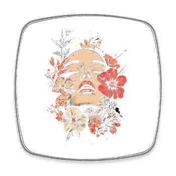 Woman Head Flowers International Women's Day Creative Abstract - Square fridge magnet - white - Front