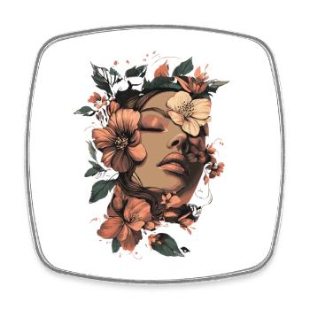 Woman Head Flowers International Women's Day Creative Abstract - Square fridge magnet - white - Front