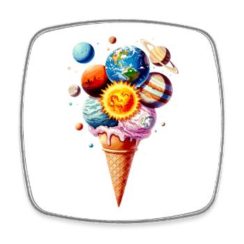 Planet Cream Gaufre Crème glacée - Magnet carré - blanc - Devant