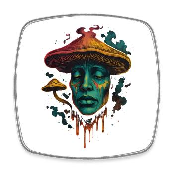 Visage de champignon psychédélique Design surréaliste - Magnet carré - blanc - Devant