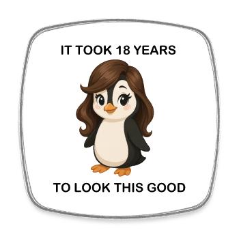 drôle pingouin fille dessin animé anniversaire dire - Magnet carré - blanc - Devant