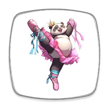 Panda Ballerina - Viereckiger Kühlschrankmagnet - Weiß - Vorne
