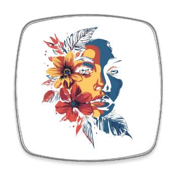 Woman Head Flowers International Women's Day Creative Abstract - Square fridge magnet - white - Front