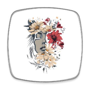 Woman Head Flowers International Women's Day Creative Abstract - Square fridge magnet - white - Front