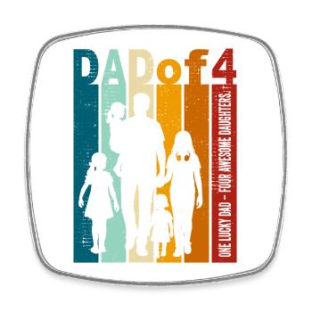 Papa & 4 Töchter Geschenk Design Vatertag - Viereckiger Kühlschrankmagnet - Weiß - Vorne