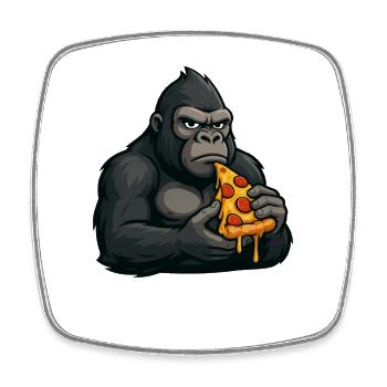 Cute Gorilla Pizza Italian Cartoon Food - Square fridge magnet - white - Front