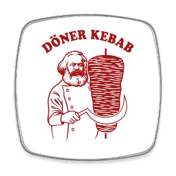 Döner Kebab - Karl Marx - Fast Food - Viereckiger Kühlschrankmagnet - Weiß - Vorne