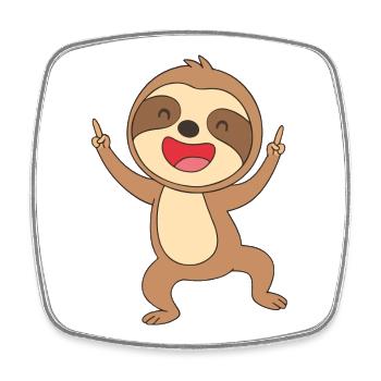 Happy Sloth Joy - Square fridge magnet - white - Front