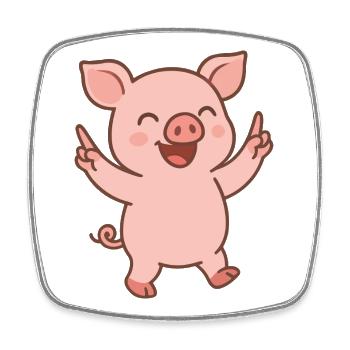 Happy Piglet - Square fridge magnet - white - Front
