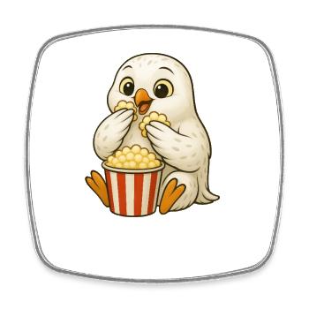 Eule Popcorn Kino Filmliebhaber Filmabend - Viereckiger Kühlschrankmagnet - Weiß - Vorne