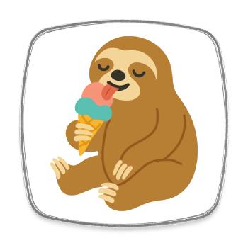 Glückliches Faultier mit Eis – Sommerlaune Motiv - Viereckiger Kühlschrankmagnet - Weiß - Vorne