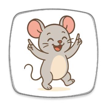 Glücks-Maus - Viereckiger Kühlschrankmagnet - Weiß - Vorne