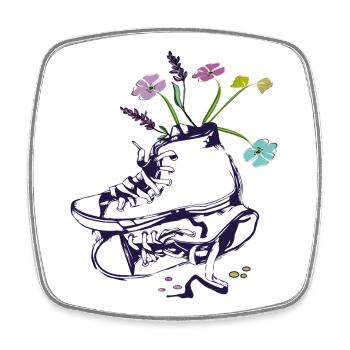 Wanderschuhe mit Blumen,Spazierengehen in Natur - Viereckiger Kühlschrankmagnet - Weiß - Vorne
