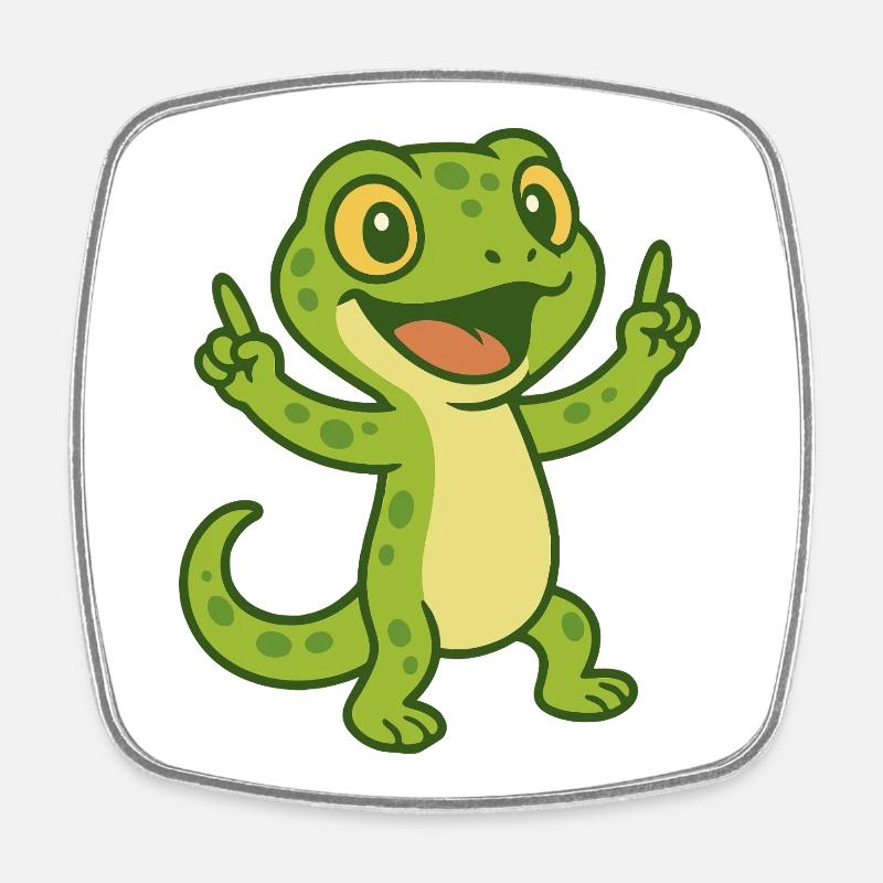 Happy Gecko Vibes - Square fridge magnet - white