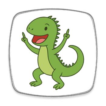 Bébé Iguane de fête - Magnet carré - blanc - Devant