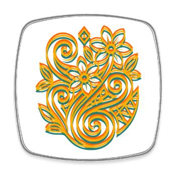 Kirituhi Style – Tribal Blumenmuster im Retro-Look - Viereckiger Kühlschrankmagnet - Weiß - Vorne