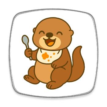 Seeotter-Snacktime - Viereckiger Kühlschrankmagnet - Weiß - Vorne
