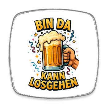 Bier Bierflasche Bierzelt Bierkrug Biergarten - Viereckiger Kühlschrankmagnet - Weiß - Vorne