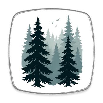 Misty Pines - Square fridge magnet - white - Front