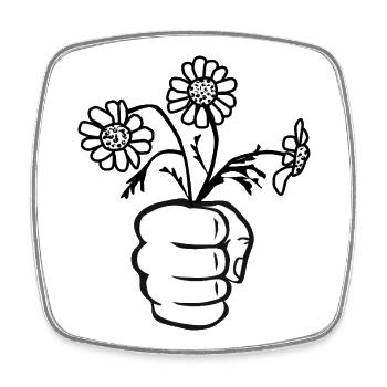 Faust/Hand mit Blumenstrauß - Viereckiger Kühlschrankmagnet - Weiß - Vorne