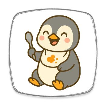 Nourrir avec le poussin pingouin – sweet & hungry - Magnet carré - blanc - Devant
