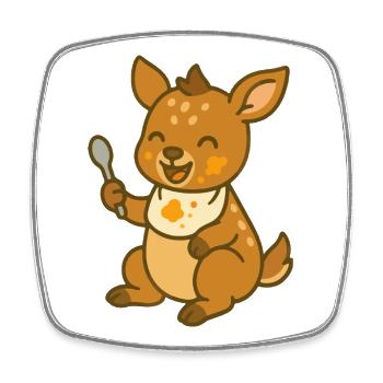 Feeding with the fawn – Cute forest baby - Square fridge magnet - white - Front