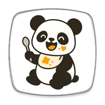 Futtern mit dem Panda-Jungtier – Kunterbunt süß - Viereckiger Kühlschrankmagnet - Weiß - Vorne
