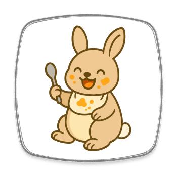 Alimentation de bébé petit lapin - Magnet carré - blanc - Devant