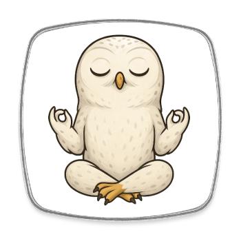 Relaxed Snowy Owl Yoga Meditation Relax Chill - Square fridge magnet - white - Front