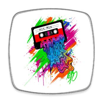 The 90s Sound - Graffiti Cassette Colorful Neon - Square fridge magnet - white - Front