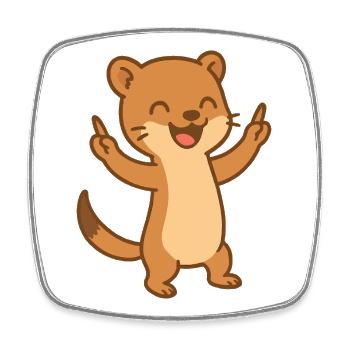 Happy Weasel Baby Cartoon - Square fridge magnet - white - Front