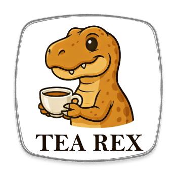 Tea Rex dinosaure T-Shirt buveur de thé Dire - Magnet carré - blanc - Devant